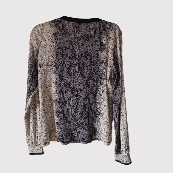 The Limited Womens Sheer LS V Neck Black Gray White Abstract Blouse - Large - Picture 4 of 4